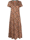 La Doublej Sporty Swing Leopard-print Midi Dress In Brown