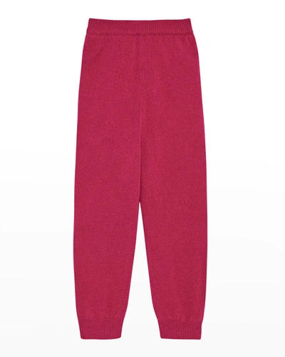 The Row Kid's Solid Cashmere Jogger Pants In Fuchsia