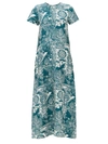 La Doublej Swing Ionic-print A-line Long Dress In Clear Blue