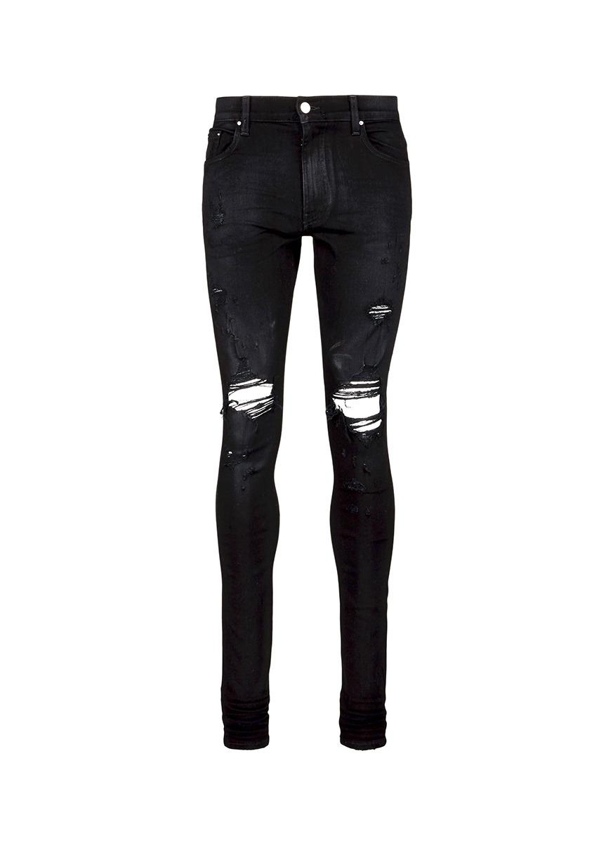 Amiri 'thrasher' Waxed Slim Fit Ripped Jeans | ModeSens