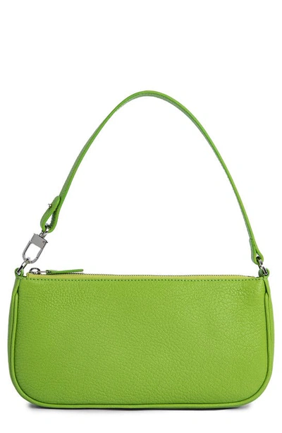By Far Rachel Croc Embossed Leather Bag In Green