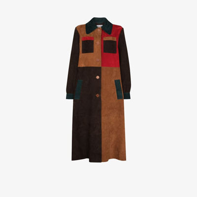 Rixo London Milly Colour-block Single-breasted Coat In Brown