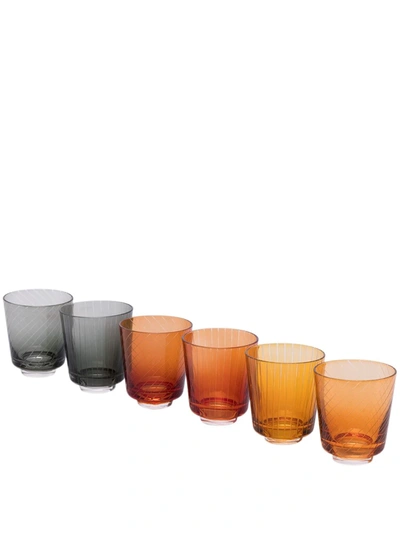 Pols Potten Set Of 6 Library Glasses (200ml) In Yellow