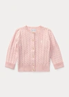 Ralph Lauren Babies' Cable-knit Cotton Cardigan In White