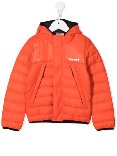 Timberland Kids' Logo-print Puffer Jacket In Red