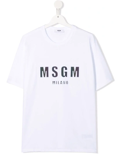 Msgm Teen Logo Print T-shirt In White
