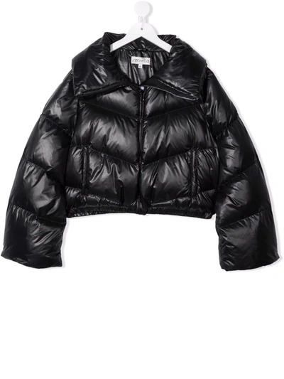 Simonetta Kids' Spread-collar Zip-up Padded Jacket In Black