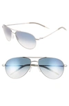 Oliver Peoples 'benedict' 59mm Gradient Aviator Sunglasses - Silver/ Chrome Sapphire