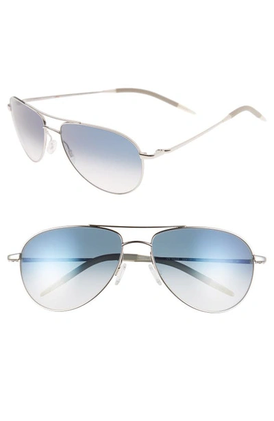 Oliver Peoples 'benedict' 59mm Gradient Aviator Sunglasses - Silver/ Chrome Sapphire