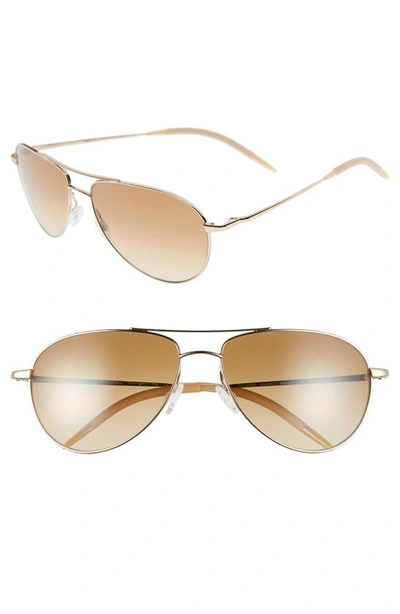 Oliver Peoples Benedict 59mm Photochromic Gradient Aviator Sunglasses In Gold/chrome Amber