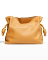Loewe Flamenco Drawstring Knot Clutch Bag In Toast
