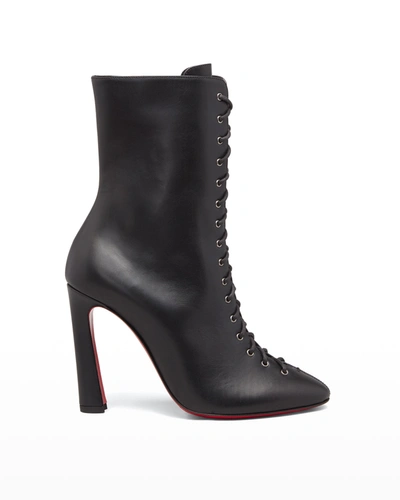 Christian Louboutin Adoxa Suede Zip Ankle Booties In Bk01 Black