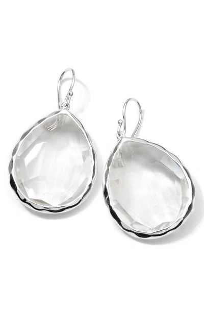 Ippolita Rock Candy Large Teardrop Earrings In Silver/ Clear Quartz