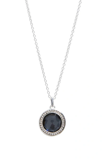 Ippolita Stella Lollipop Pendant Necklace In Hematite Doublet With Diamonds In Sterling Silver, 16 In Black/silver