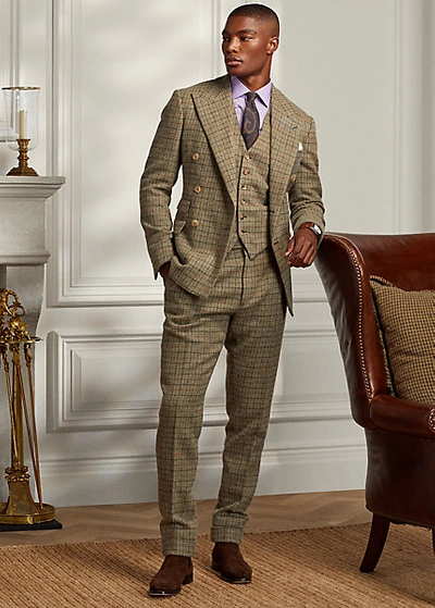 Polo Ralph Lauren Gregory Checked Wool Tweed Suit Trouser In Loden