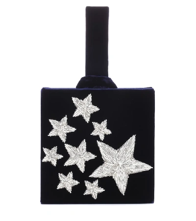 Sanayi313 Sanayi 313 - Stelle Star Embroidered Velvet Box Clutch - Womens - Blue Silver