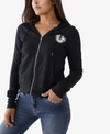 True Religion Core Logo Print Zip Hoodie In Black