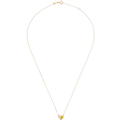 Adina Reyter Gold Ceramic Pavé Folded Heart Necklace In Gold/yellow