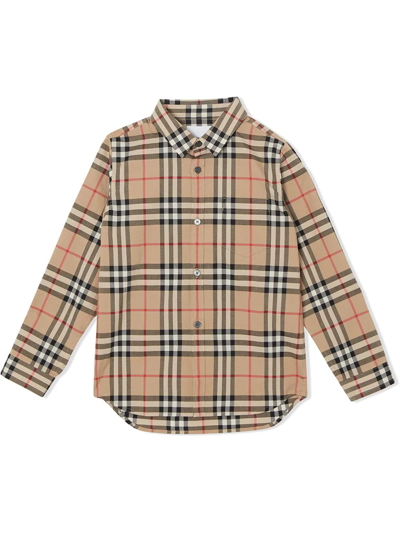 Burberry Vintage Check Long-sleeve Shirt In Beige