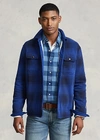 Ralph Lauren Plaid Fleece Shirt Jacket In Chalet Blue Multi