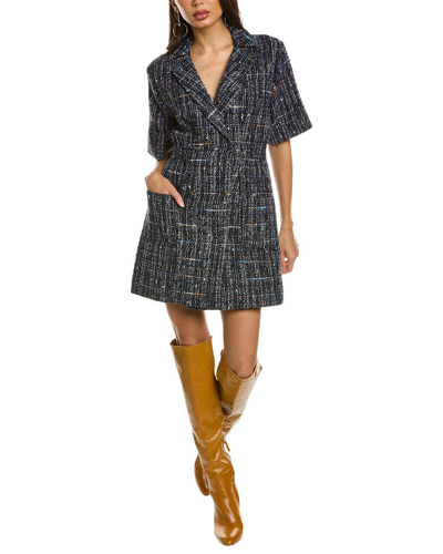 Sandro Short Tweed Dress In Blue