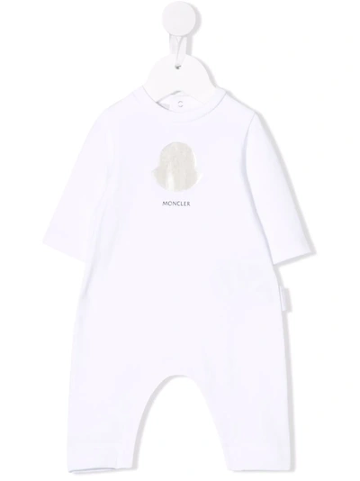 Moncler Babies' Logo-print Stretch-cotton Romper In White