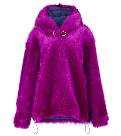 Stella Mccartney Purple Faux-fur Adan Hooded Jacket In Amethyste