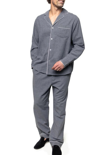 Petite Plume Men's Classic Flannel Pyjama Set In Grey