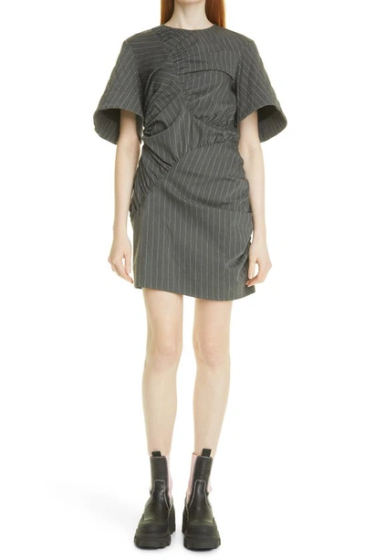 Ganni Pinstripe Stretch Mini Dress In Phantom ModeSens