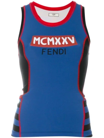 Fendi Mcmxxv And Logo-print Performance Tank Top In Blue