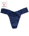 Hanky Panky Cotton Original Rise Thong With $6 Credit In Blue