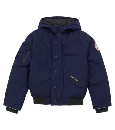 Canada Goose Kids' Rundle Hooded Shell-down Bomber Jacket 7-16 Years In Blue