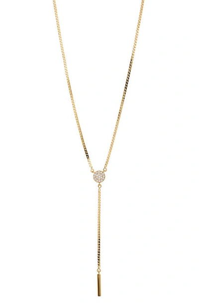 Nadri Gemma Bar & Pave Disc Lariat Necklace, 18-20 In Gold