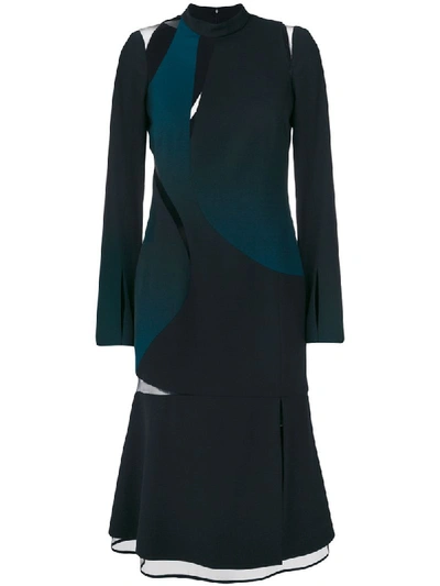 Versace Cut-out High-neck Layered Dress In Black Multi