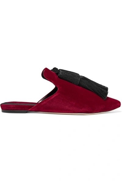 Sanayi313 Racine Tasseled Velvet Slippers In Red