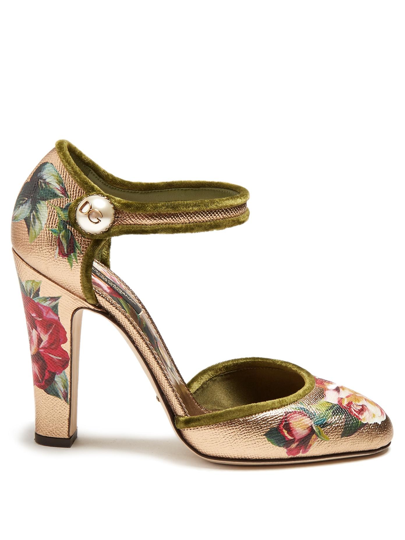 Dolce & Gabbana Floral-print Leather Pumps In Multi | ModeSens