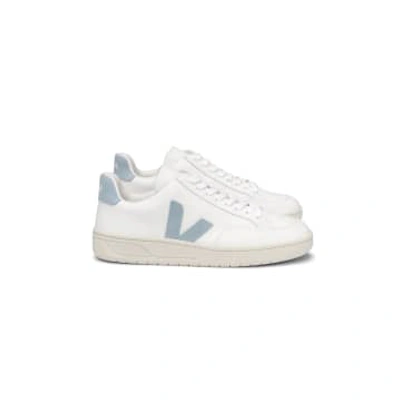 Veja V-12 Sneakers In White Leather In Blue