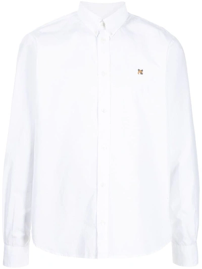 Maison Kitsuné Fox Head Embroidery Classic Shirt In White | ModeSens