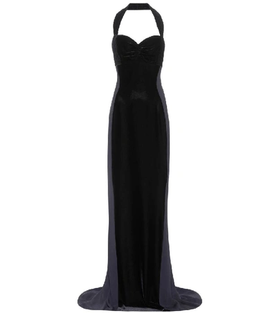 Stella Mccartney Sweetheart-neck Halter Velvet Evening Gown In Black