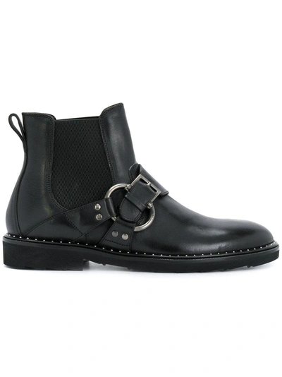 Dolce & Gabbana Chelsea Leather Buckle Boots In Black