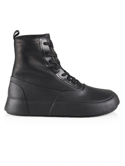 Ambush Rubber And Leather Hi-top Sneakers In Black