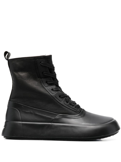 Ambush Rubber And Leather Hi-top Trainers In Black