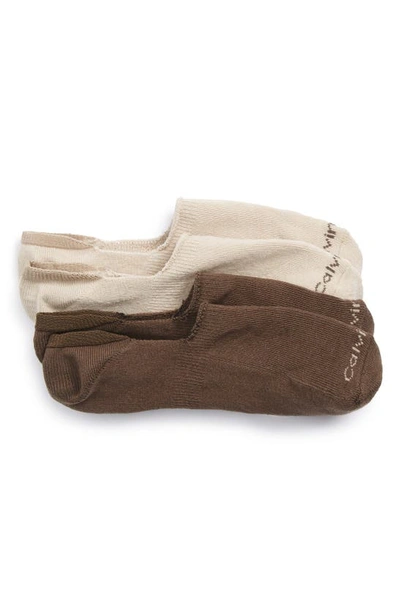 Calvin Klein 2-pack Performance No-show Socks In Wood Heather
