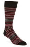 Cole Haan Multi Stripe Dress Socks In Red Stripe/ Black