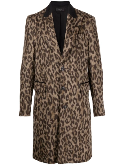 Amiri Leopard-print Faux-fur Single-breasted Coat In Brown