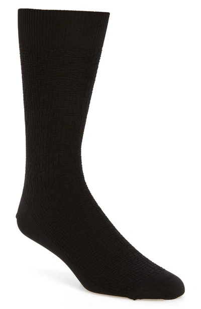 Cole Haan Distorted Texture Crew Socks In Black