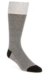 Cole Haan Dog Bone Texture Crew Socks In Black/ Grey