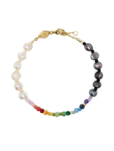 Anni Lu Gold-plated Iris Pearl Beaded Bracelet In Multicoloured