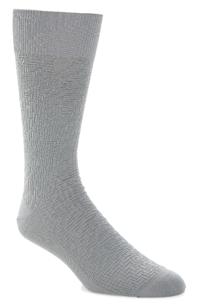 Cole Haan Distorted Texture Crew Socks In Light Grey