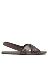 The Row Meera Woven Calfskin Flat Slingback Sandals In Khaki Green
